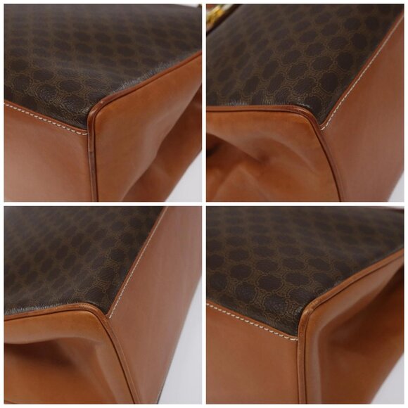 CELINE Macadam Canvas Hand Bag PVC Brown Gold Auth - Picture 15 of 16